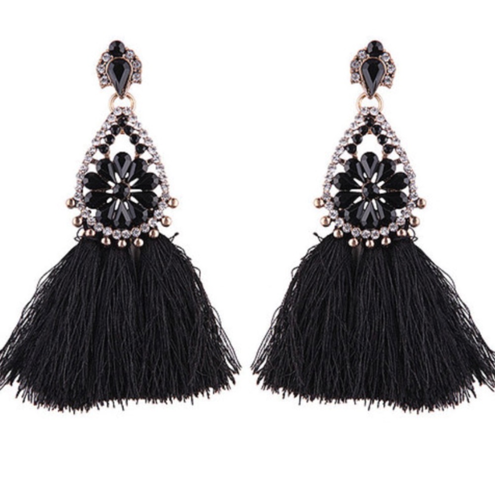 Statement drop tassel earrings